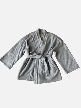 Light Gray Women's Knit Robe Top with Belt